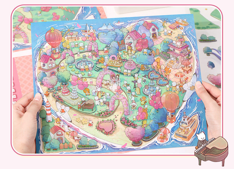 Juego de pegatinas 3D grandes de boda en isla de YiLan: escena romántica en miniatura para scrapbooking y manualidades. 