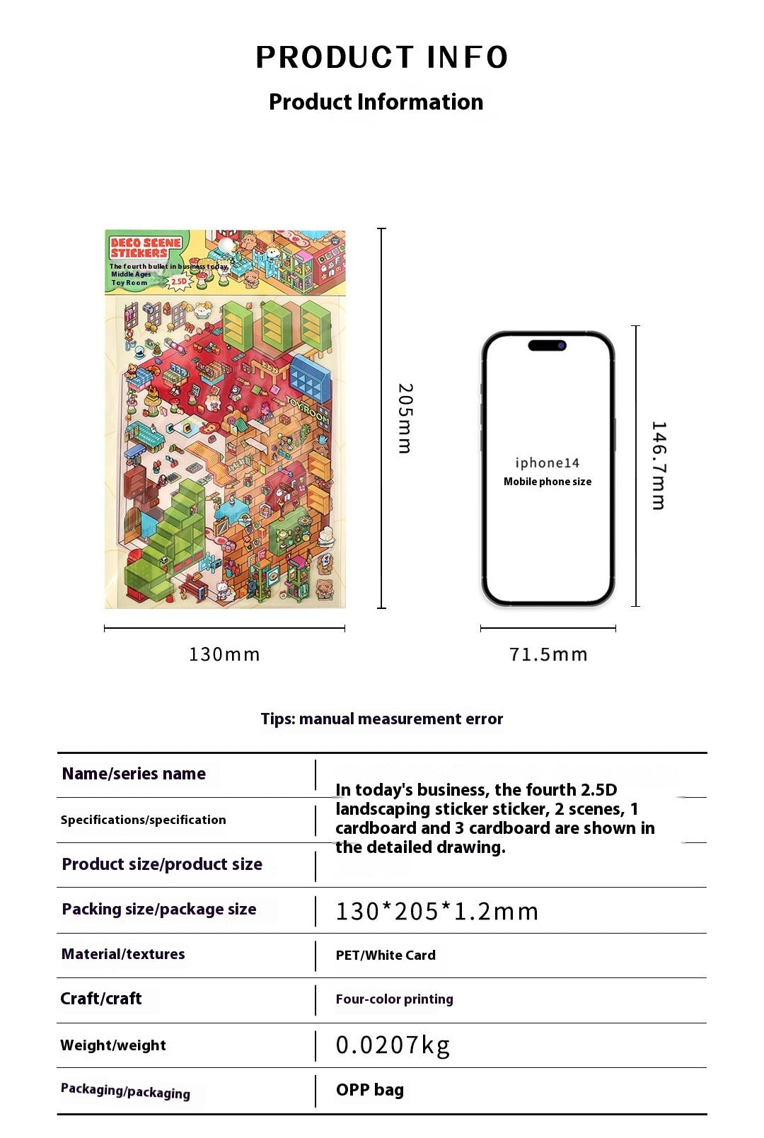 JRYY Drop 4 DIY 3D Sticker Scene, Cute Cartoon Animal Patterns, Stress Relief Therapy Stickers for Adults & Kids, Reusable Isometric Scene Stickers, Gift for Craft Lovers