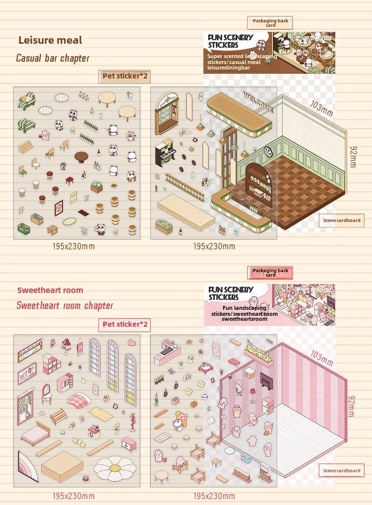 Pegatinas de escena 3D XinMo PLUS: Kit de casa en miniatura para aliviar el estrés sin cortes 