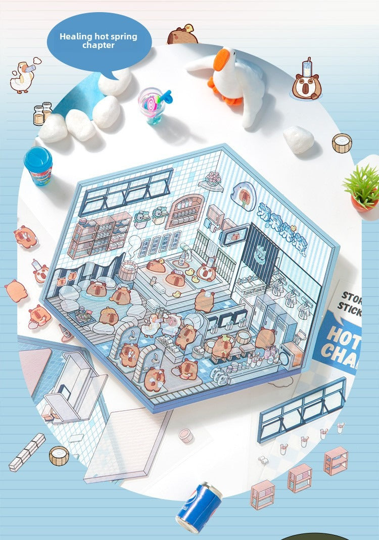 Pegatinas de escena 3D XinMo PLUS: Kit de casa en miniatura para aliviar el estrés sin cortes 