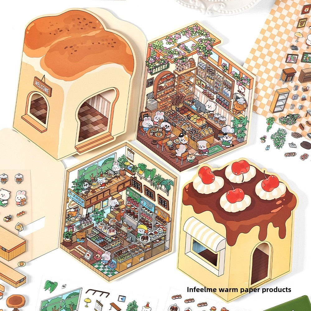 JRYY Drop 5 DIY 3D Sticker Scene, Cute Cartoon Animal Patterns, Stress Relief Therapy Stickers for Adults & Kids, Reusable Isometric Scene Stickers, Gift for Craft Lovers