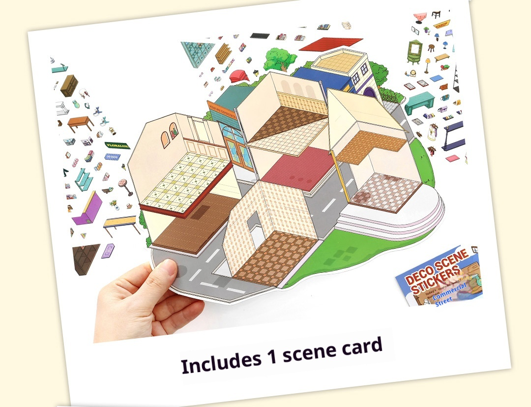 JRYY-22 2 Set Large DIY Miniature Landscape Sticker Set 9.7 x 7 inch, Scene Sticker Over 500 Pieces Decorative Elements, Creative Home Decor, Stress Relief Activity Kit