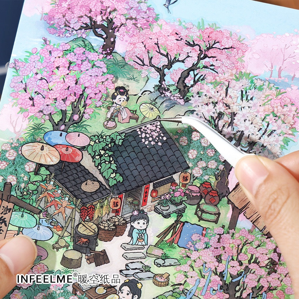 MR Drop 4 DIY 3D Sticker Scene, Cute Cartoon Animal Patterns, Stress Relief Therapy Stickers for Adults & Kids, Reusable Isometric Scene Stickers, Gift for Craft Lovers