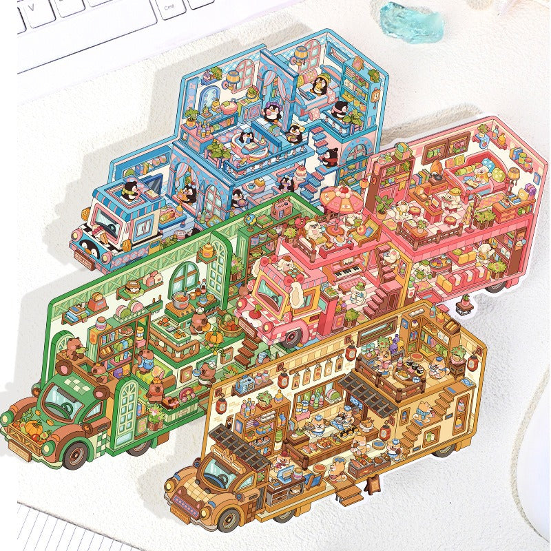 SenYo 3D DIY Landscape Stickers - Miniature Scene Stickers, Stress Relief Toy for Adults, Journal Stickers, Precision Die-Cut, Animal Cartoon Patterns, Enhance Focus
