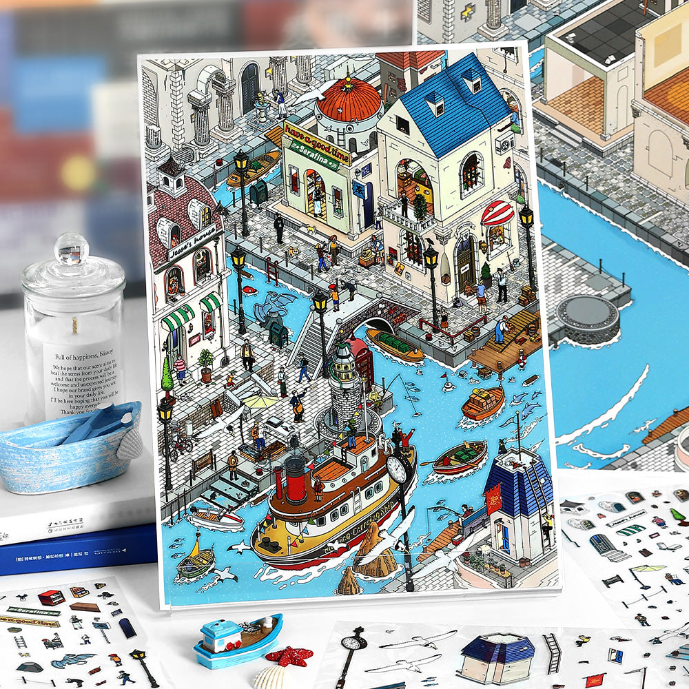 JRYY Drop 24 Scenery stickers 3D DIY Landscape sticker decompression toy