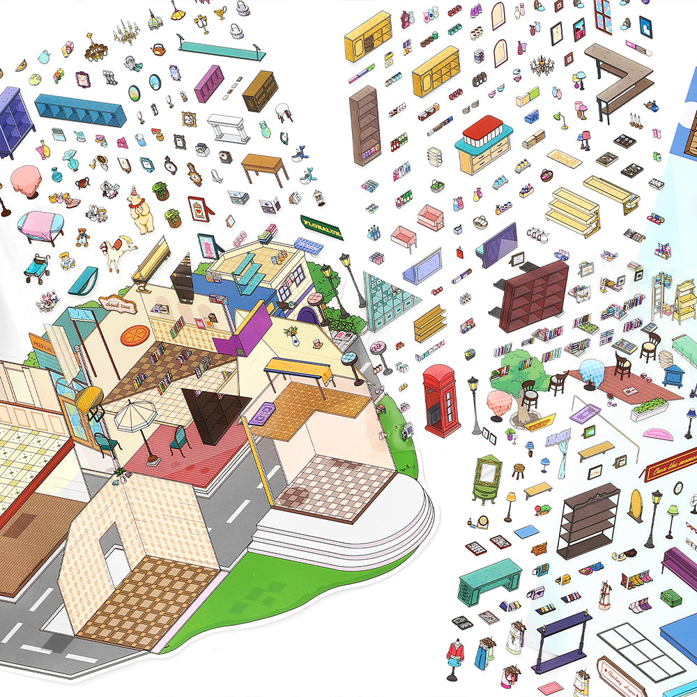 JRYY Drop 22 Scene Sticker 3D DIY Decompress Toys, Paste Pictures