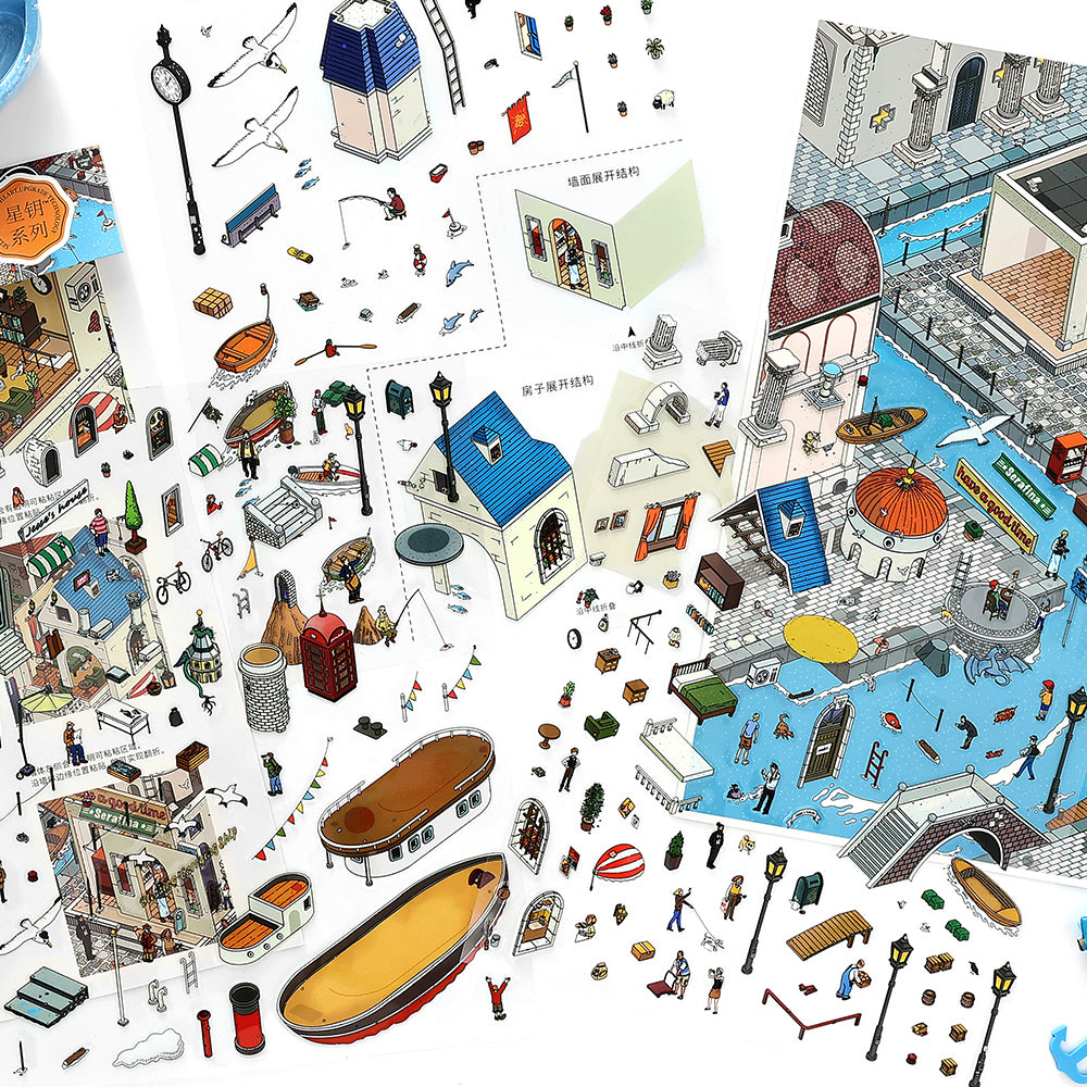 JRYY Drop 24 Scenery stickers 3D DIY Landscape sticker decompression toy