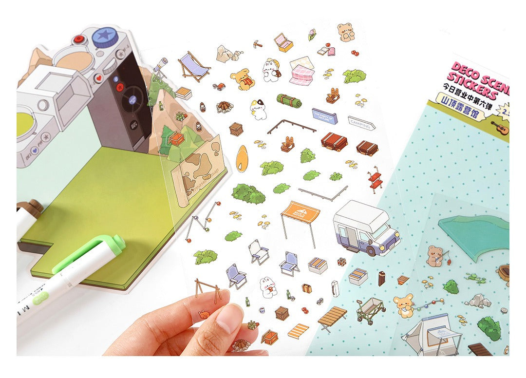 JRYY Drop 6 DIY 3D Sticker Scene, Cute Cartoon Animal Patterns, Stress Relief Therapy Stickers for Adults & Kids, Reusable Isometric Scene Stickers, Gift for Craft Lovers