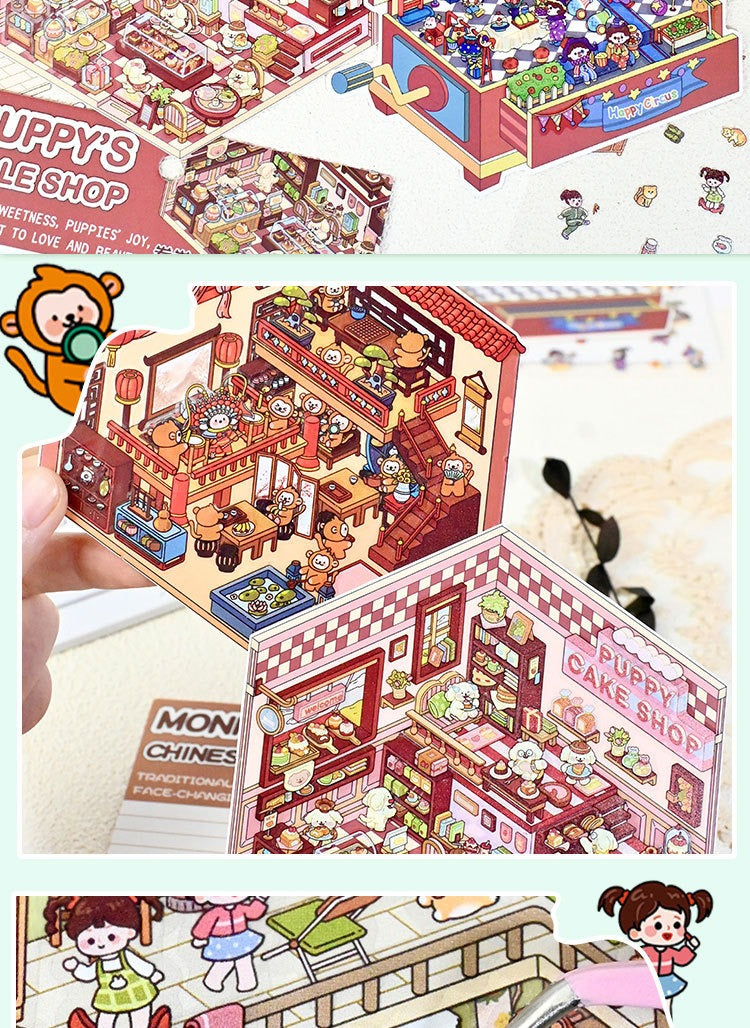 SenYo 3D DIY Landscape Stickers - Miniature Scene Stickers, Stress Relief Toy for Adults, Journal Stickers, Precision Die-Cut, Animal Cartoon Patterns, Enhance Focus