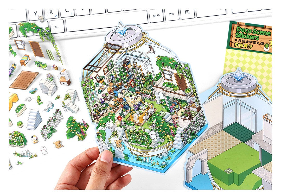 JRYY Drop 9 DIY 3D Sticker Scene, Cute Cartoon Animal Patterns, Stress Relief Therapy Stickers for Adults & Kids, Reusable Isometric Scene Stickers, Gift for Craft Lovers