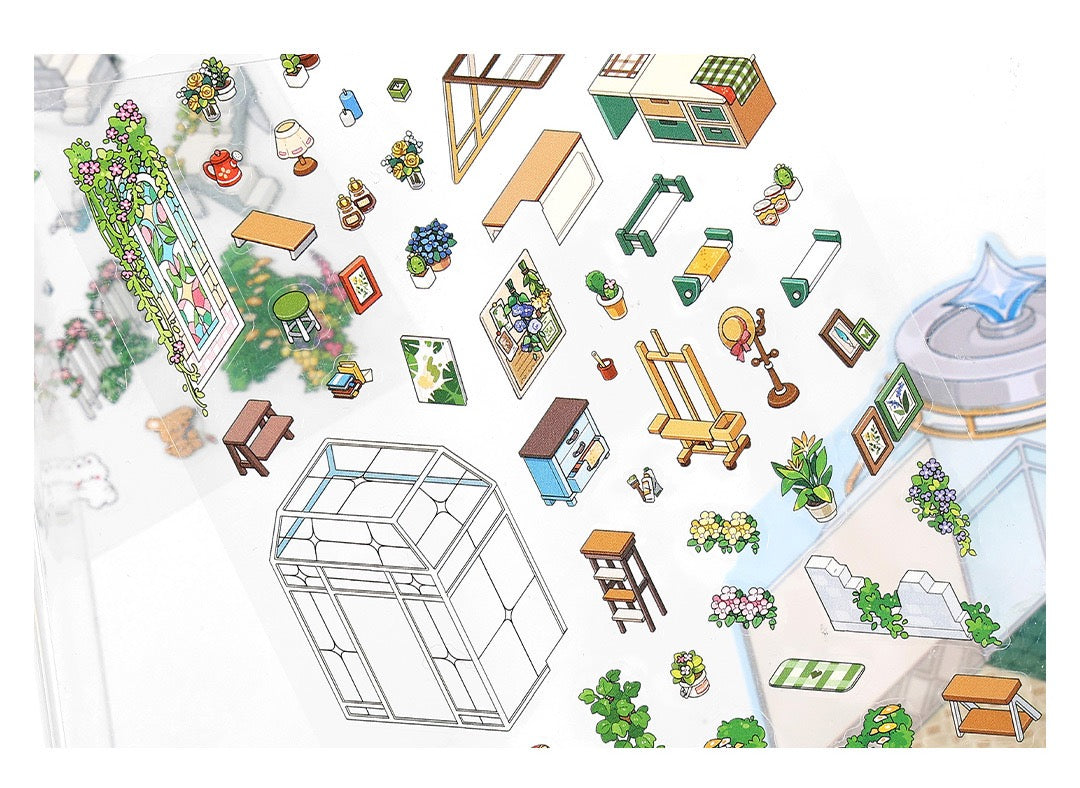 JRYY Drop 9 DIY 3D Sticker Scene, Cute Cartoon Animal Patterns, Stress Relief Therapy Stickers for Adults & Kids, Reusable Isometric Scene Stickers, Gift for Craft Lovers