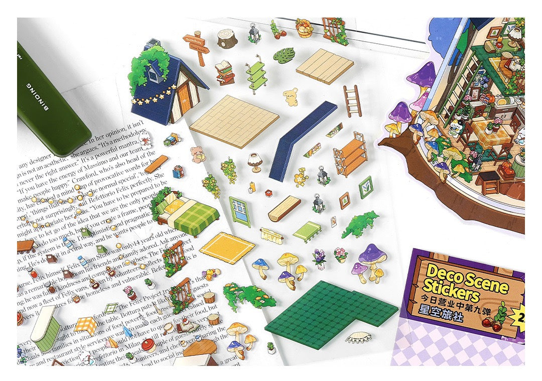JRYY Drop 9 DIY 3D Sticker Scene, Cute Cartoon Animal Patterns, Stress Relief Therapy Stickers for Adults & Kids, Reusable Isometric Scene Stickers, Gift for Craft Lovers