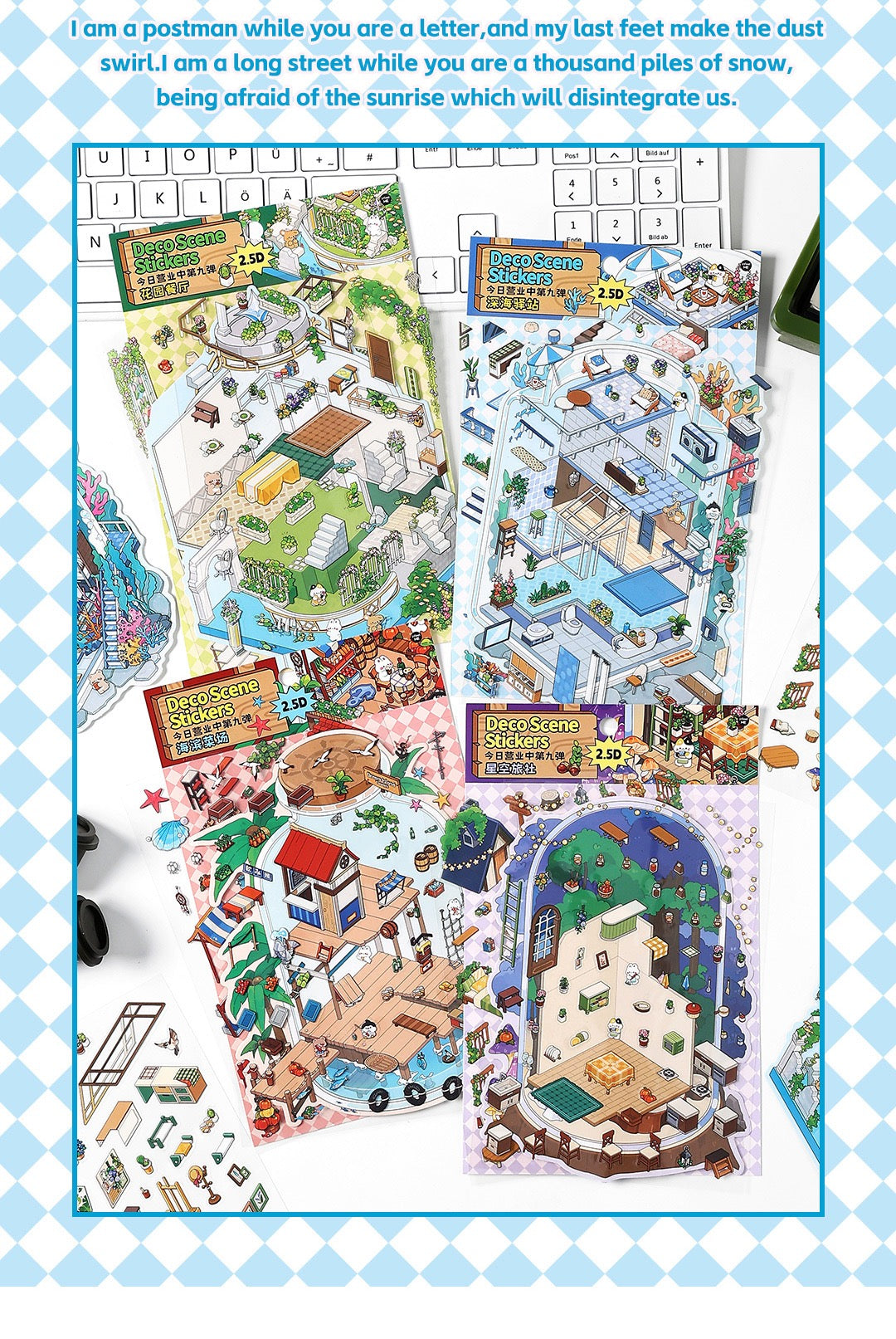 JRYY Drop 9 DIY 3D Sticker Scene, Cute Cartoon Animal Patterns, Stress Relief Therapy Stickers for Adults & Kids, Reusable Isometric Scene Stickers, Gift for Craft Lovers