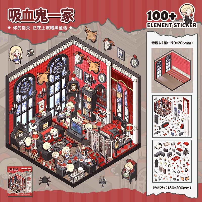 Kit de casa en miniatura TLD con pegatinas espeluznantes y un juguete relajante | Ideal para combatir el estrés
 Alivio y artesanía
