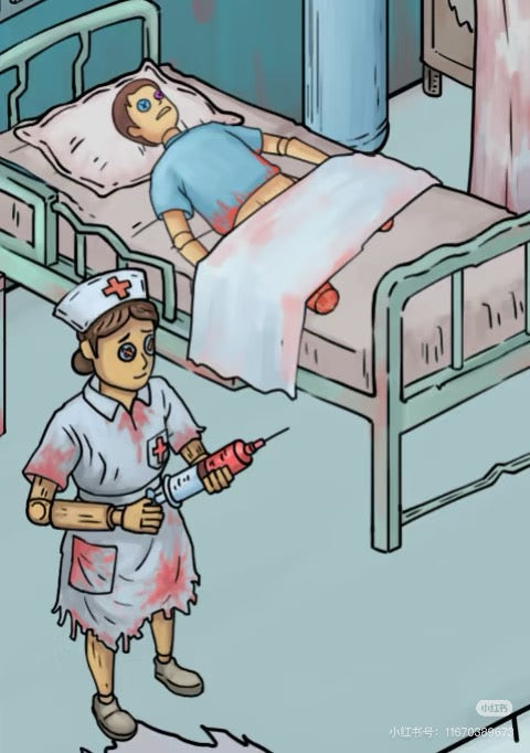 Creepy puppet hospital stickers 2.5D Scene Stickers