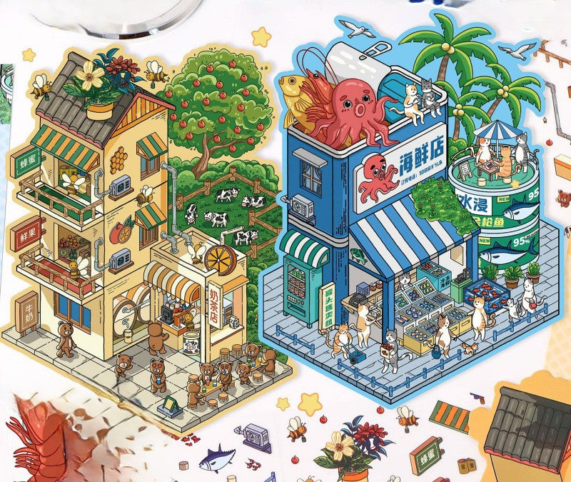 Juego de pegatinas 3D grandes de boda en isla de YiLan: escena romántica en miniatura para scrapbooking y manualidades. 